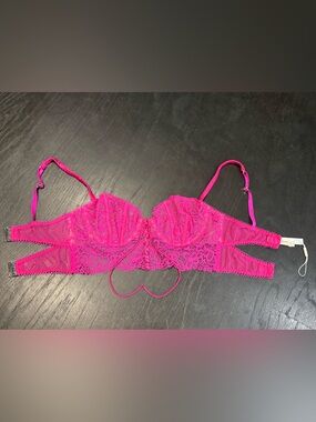 For Love And Lemons Fuchsia Butterfly Lace Bra 34B